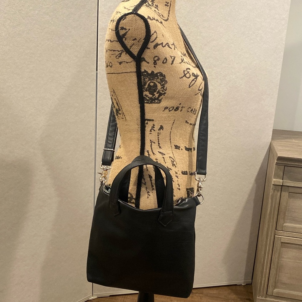 Black leather crossbody bag
